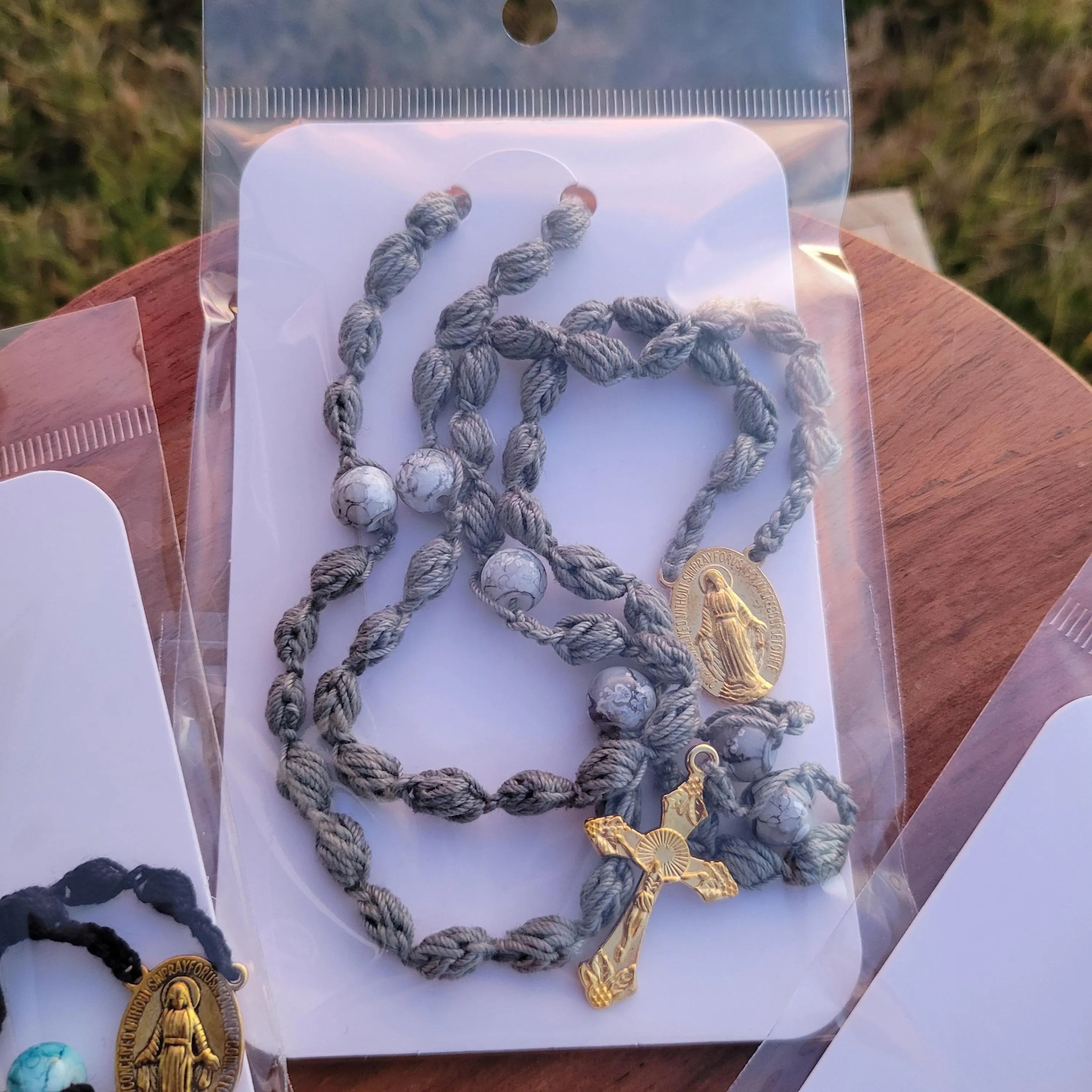 Handmade Crochet Rosary - Egyptian Cotton Prayer Beads - Catholic Gift - Travel Crucifix