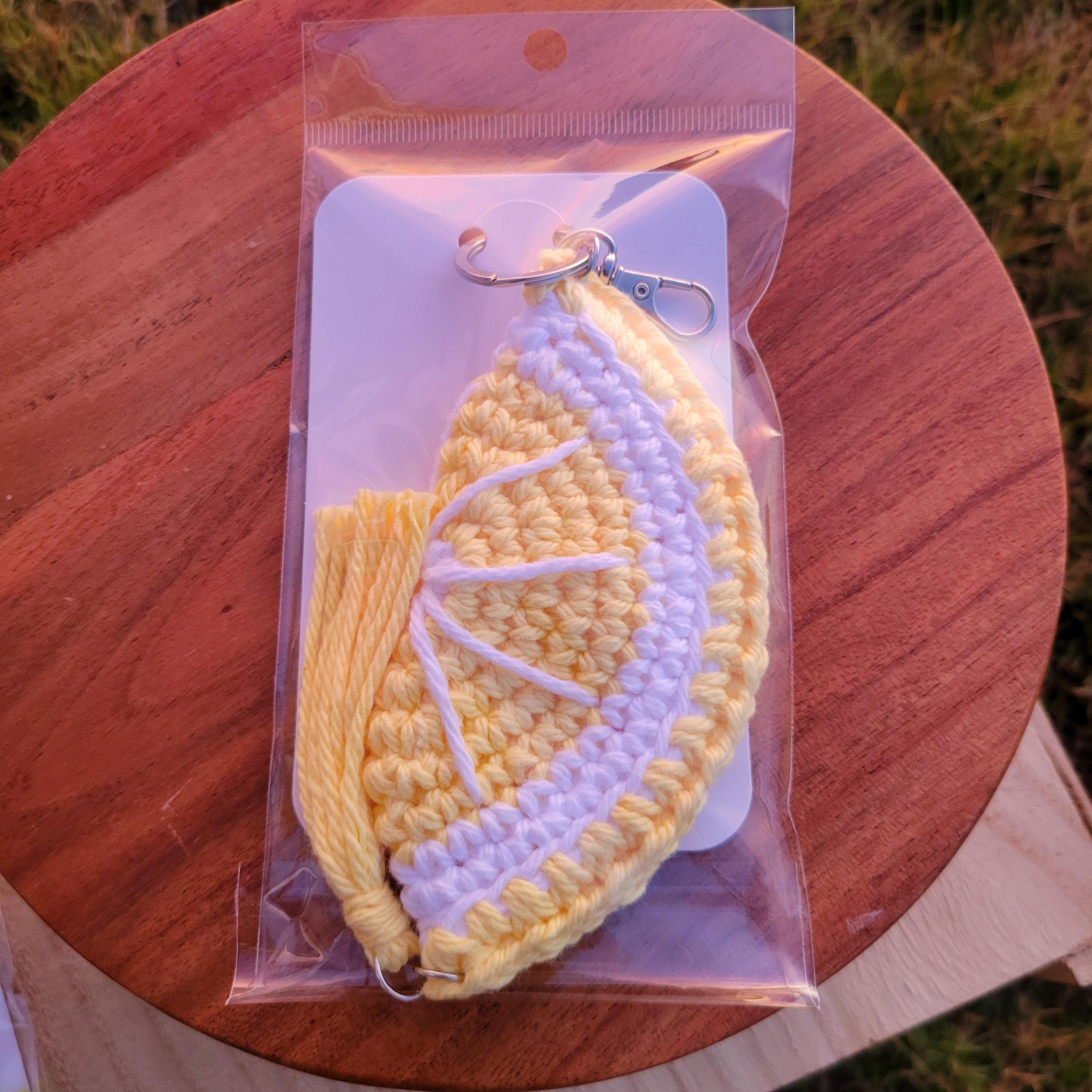 Crocheted Fruit Slice Keychains – Watermelon, Lemon, Orange Cotton Charms