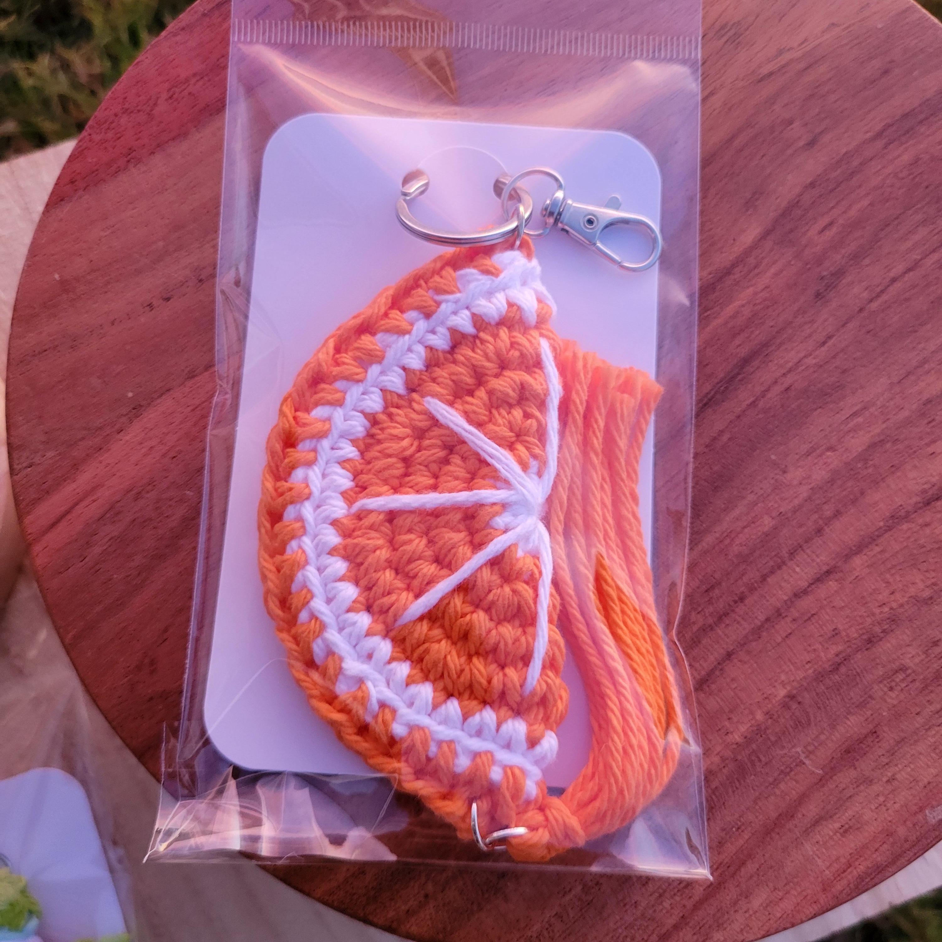 Crocheted Fruit Slice Keychains – Watermelon, Lemon, Orange Cotton Charms
