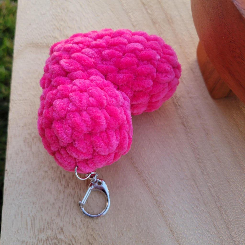 Crochet Heart Keychain, Amigurumi Backpack Charm, Kawaii Accessory Gift