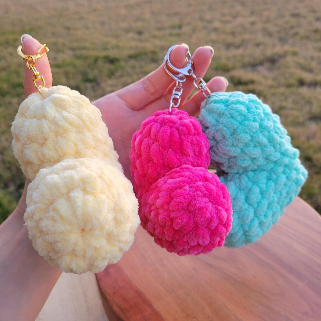Crochet Heart Keychain, Amigurumi Backpack Charm, Kawaii Accessory Gift