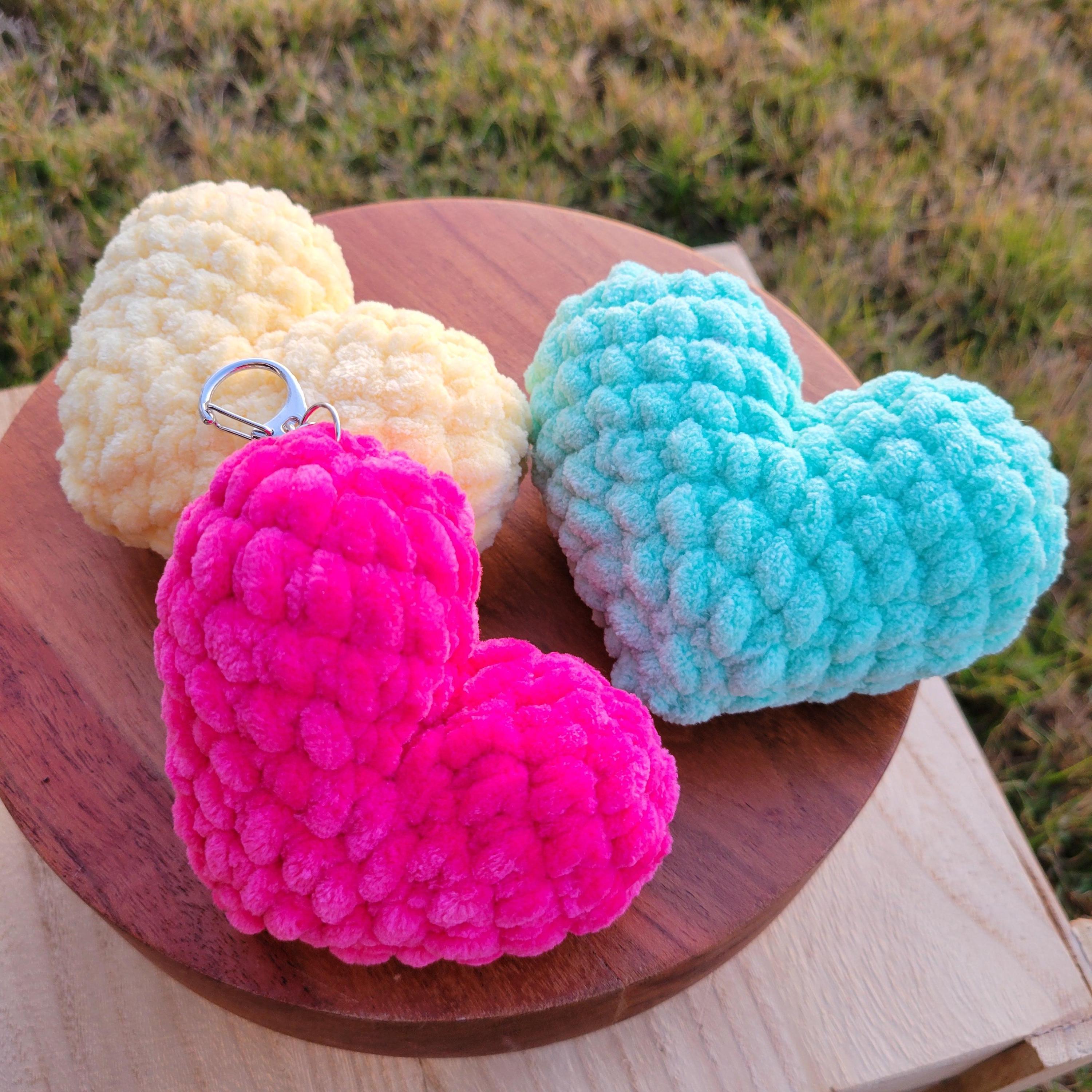 Crochet Heart Keychain, Amigurumi Backpack Charm, Kawaii Accessory Gift