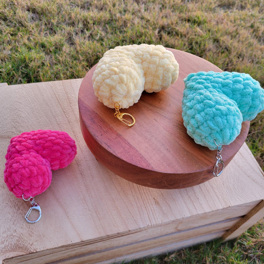 Crochet Heart Keychain, Amigurumi Backpack Charm, Kawaii Accessory Gift