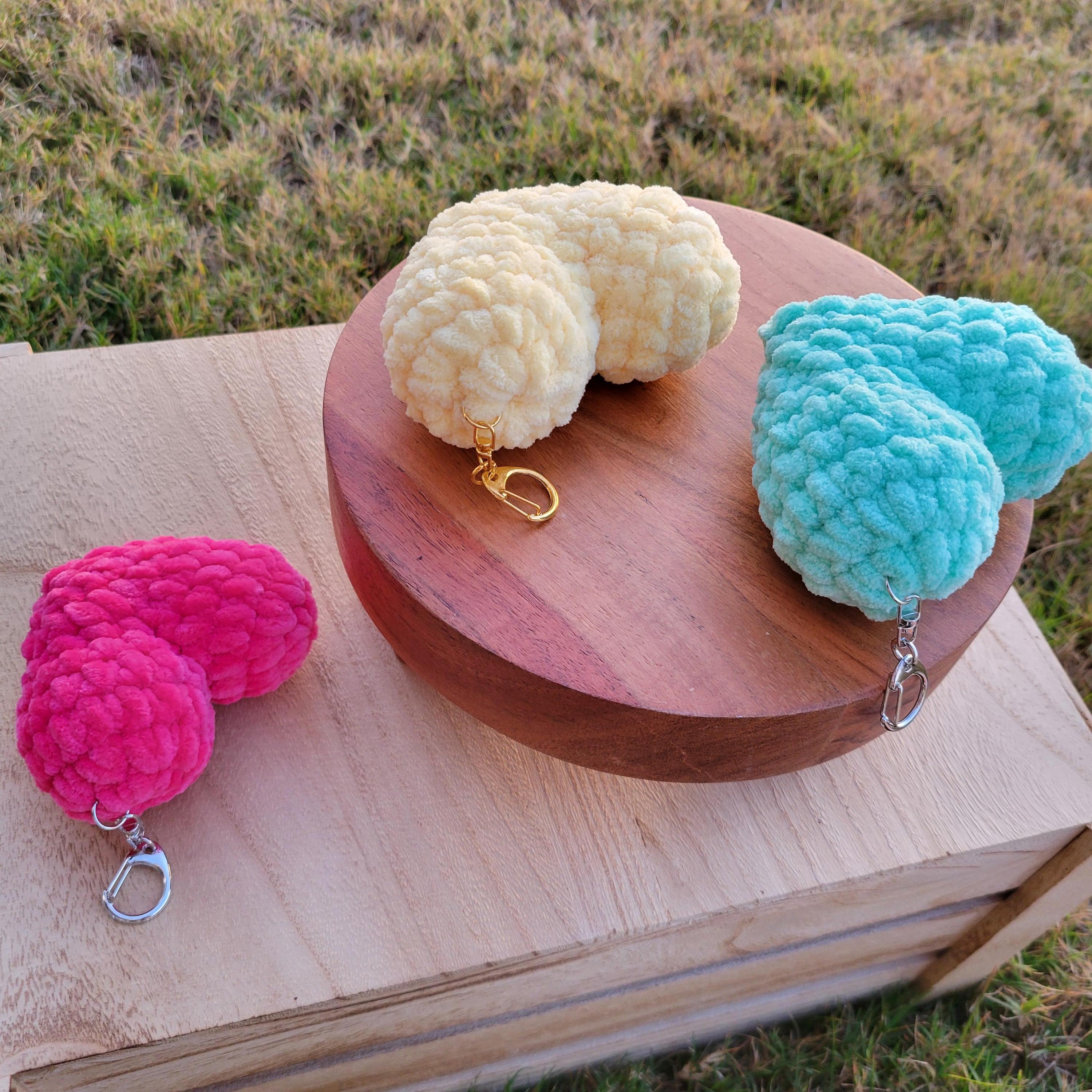 Crochet Heart Keychain, Amigurumi Backpack Charm, Kawaii Accessory Gift