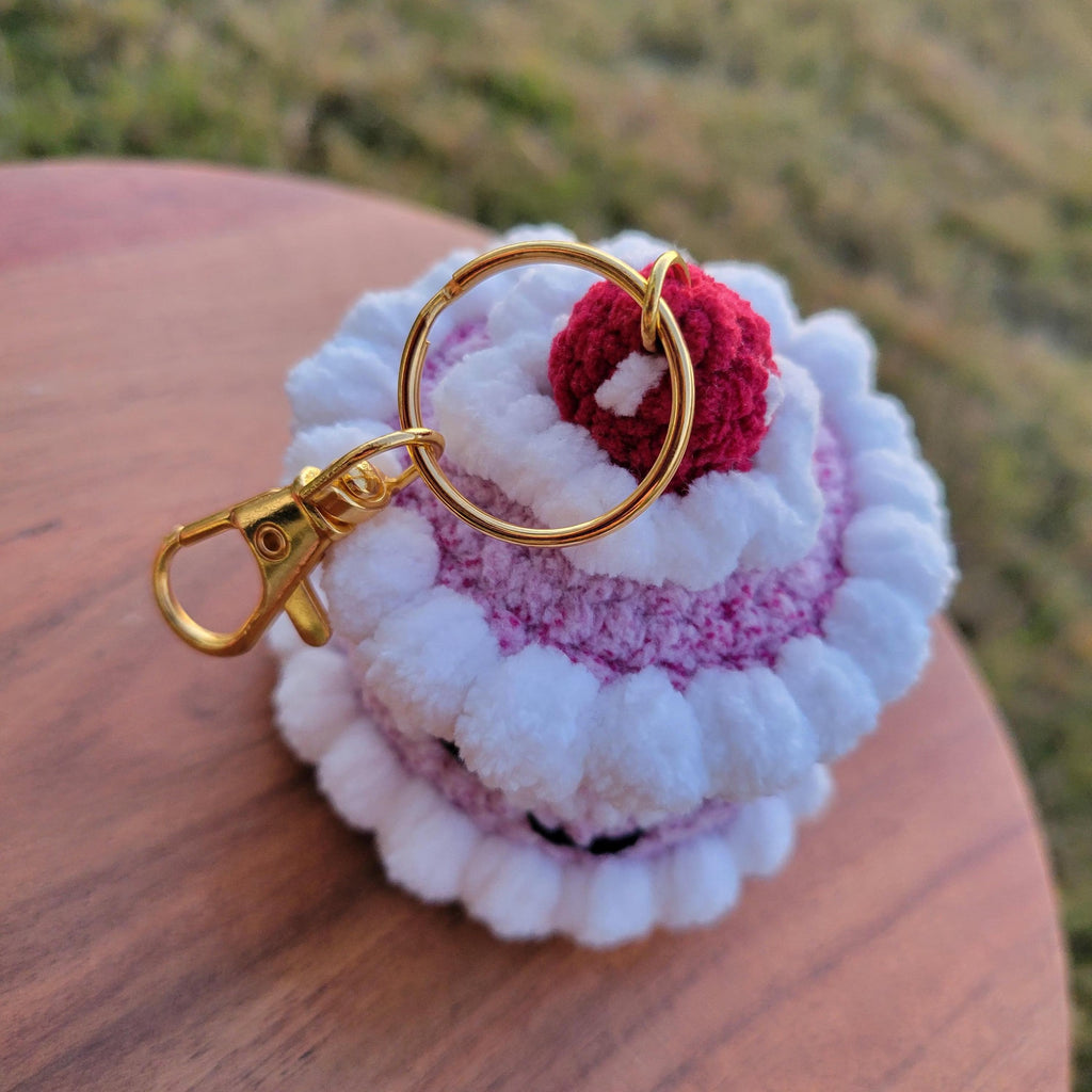 Mini Crochet Birthday Cake Keychain - Amigurumi Cake Plushie Dessert Charm