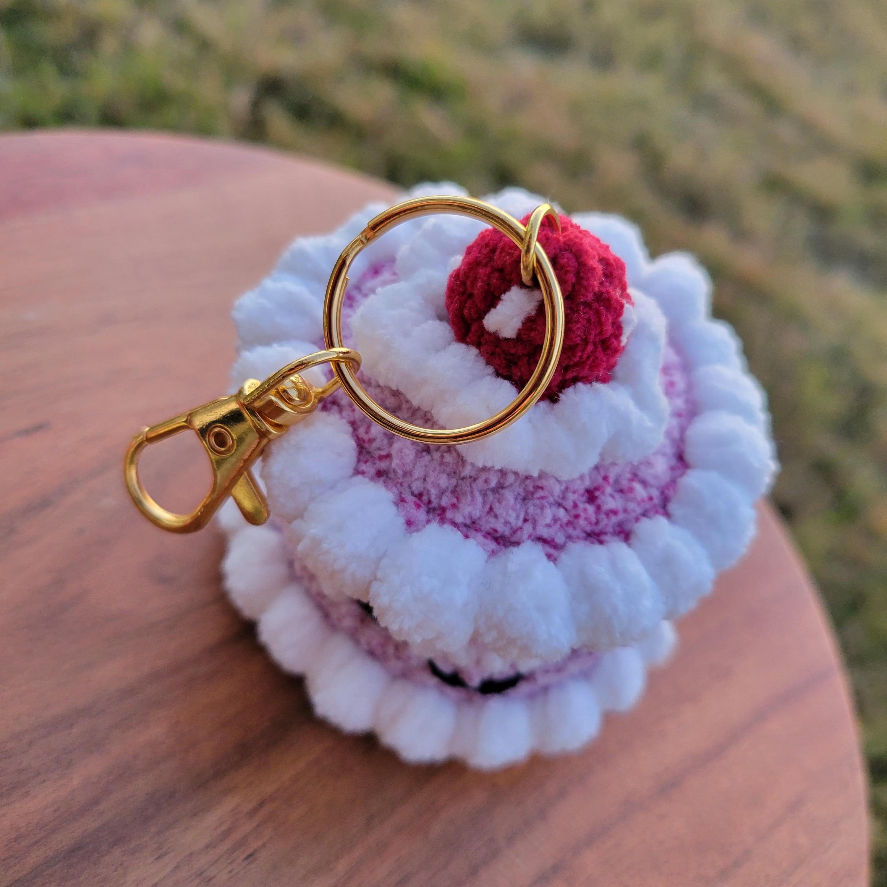 Mini Crochet Birthday Cake Keychain - Amigurumi Cake Plushie Dessert Charm