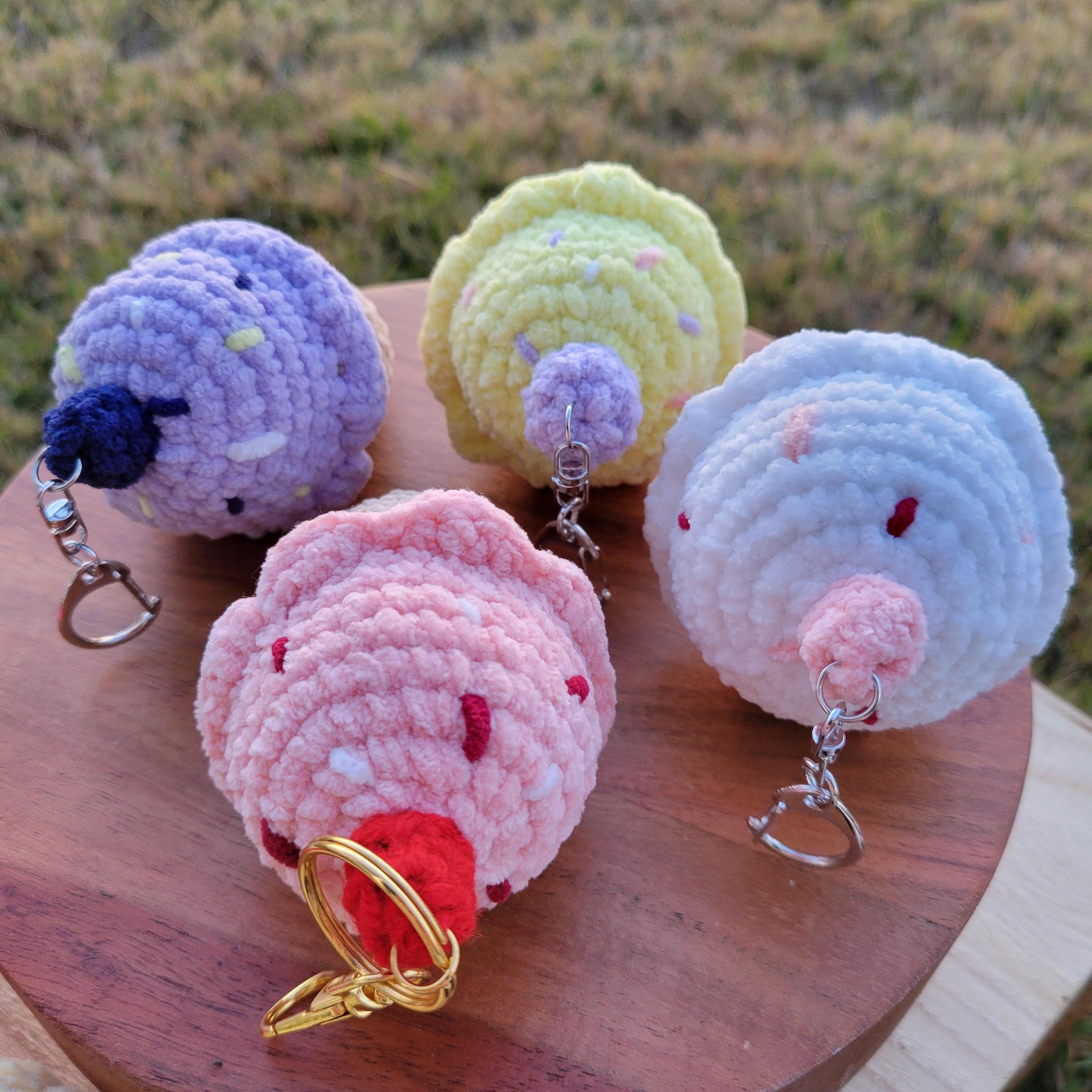 Crochet Ice Cream Keychain - Amigurumi Backpack Accessory - Plushie Charm Gift