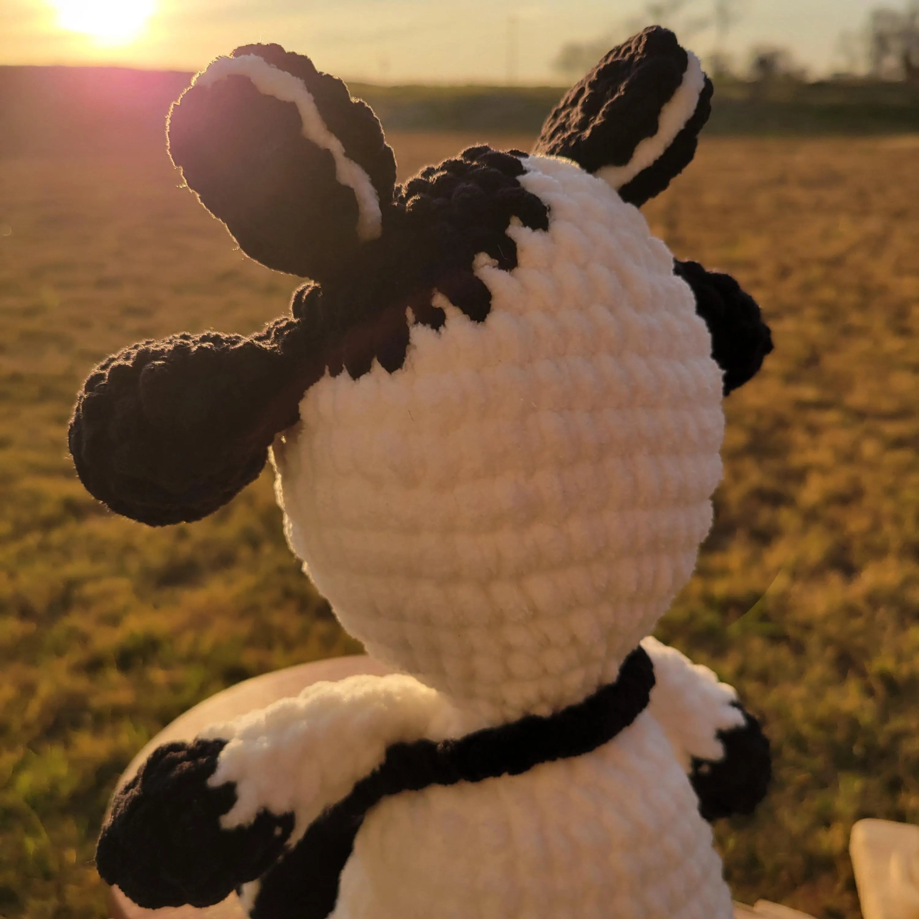 Oreo Cow Crochet Plush – Cookies and Cream Amigurumi Stuffed Dairy Animal – Unique Foodie Gift