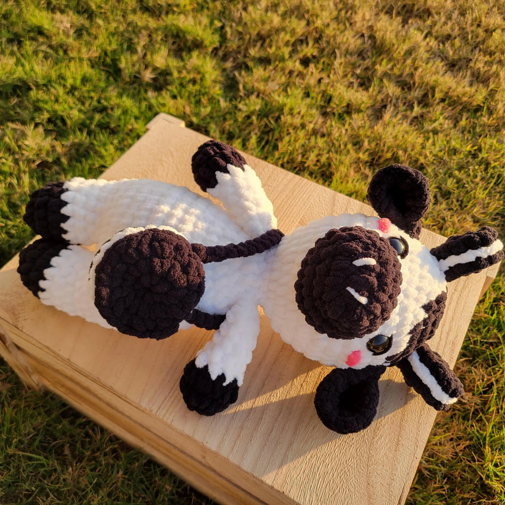 Oreo Cow Crochet Plush – Cookies and Cream Amigurumi Stuffed Dairy Animal – Unique Foodie Gift