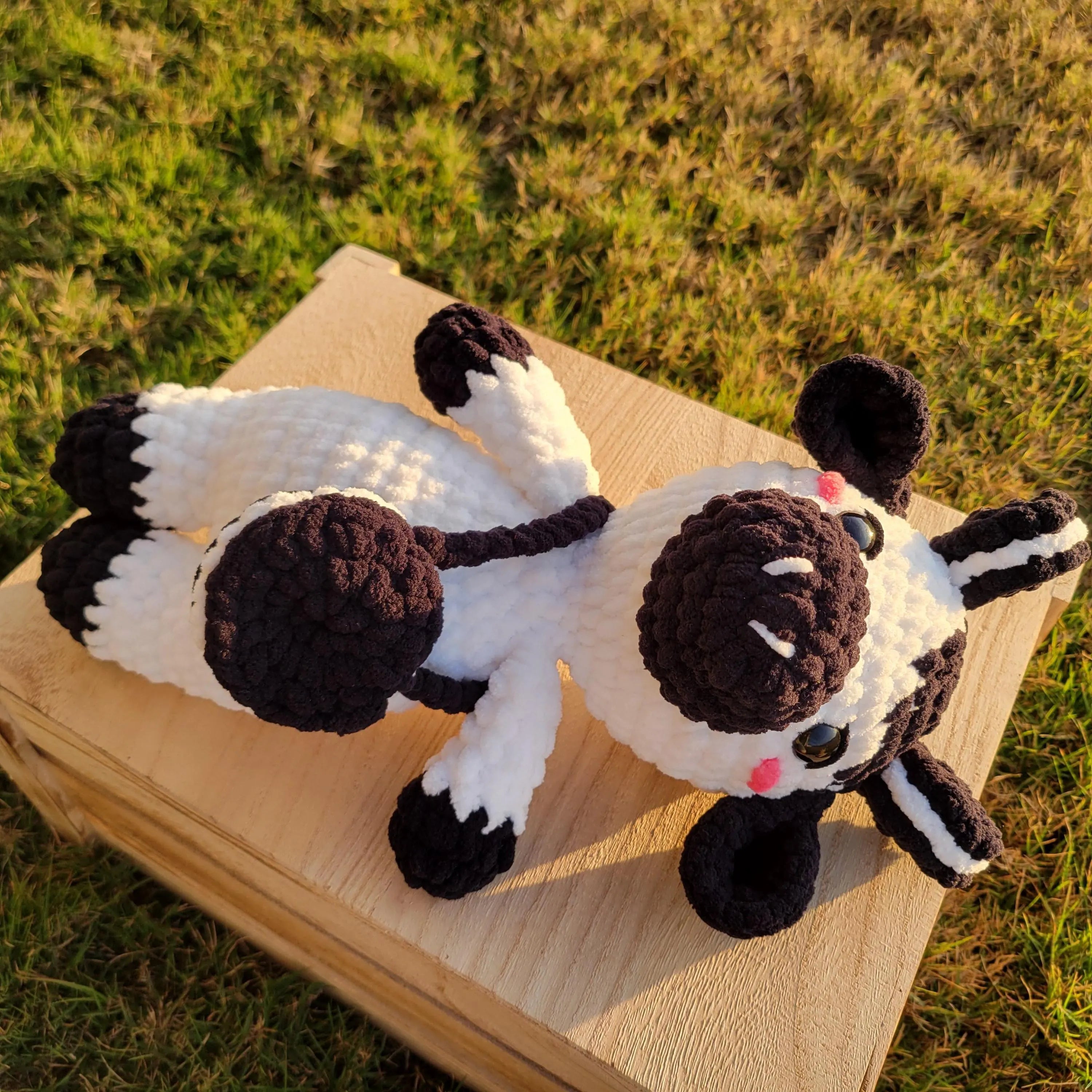 Oreo Cow Crochet Plush – Cookies and Cream Amigurumi Stuffed Dairy Animal – Unique Foodie Gift