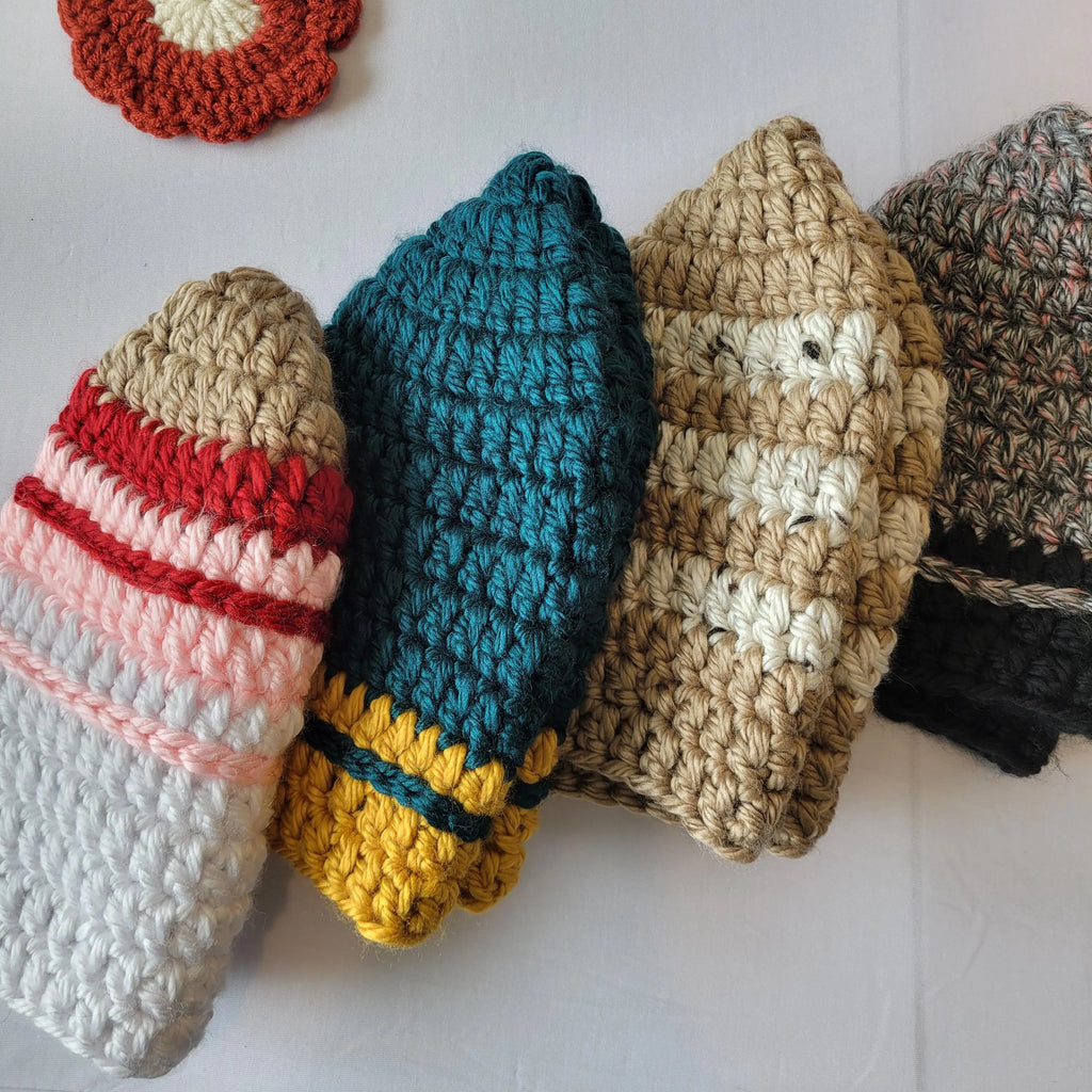 Chunky Knit Crochet Beanie – Warm Acrylic Winter Hat for Her