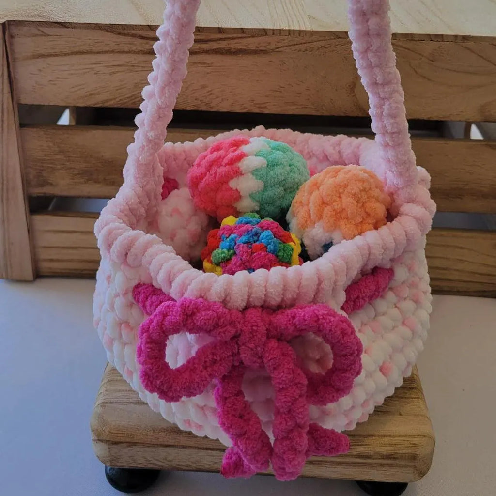 Crochet Basket Pattern: Easy DIY Easter Basket with Bow Design – (PDF Digital Download)