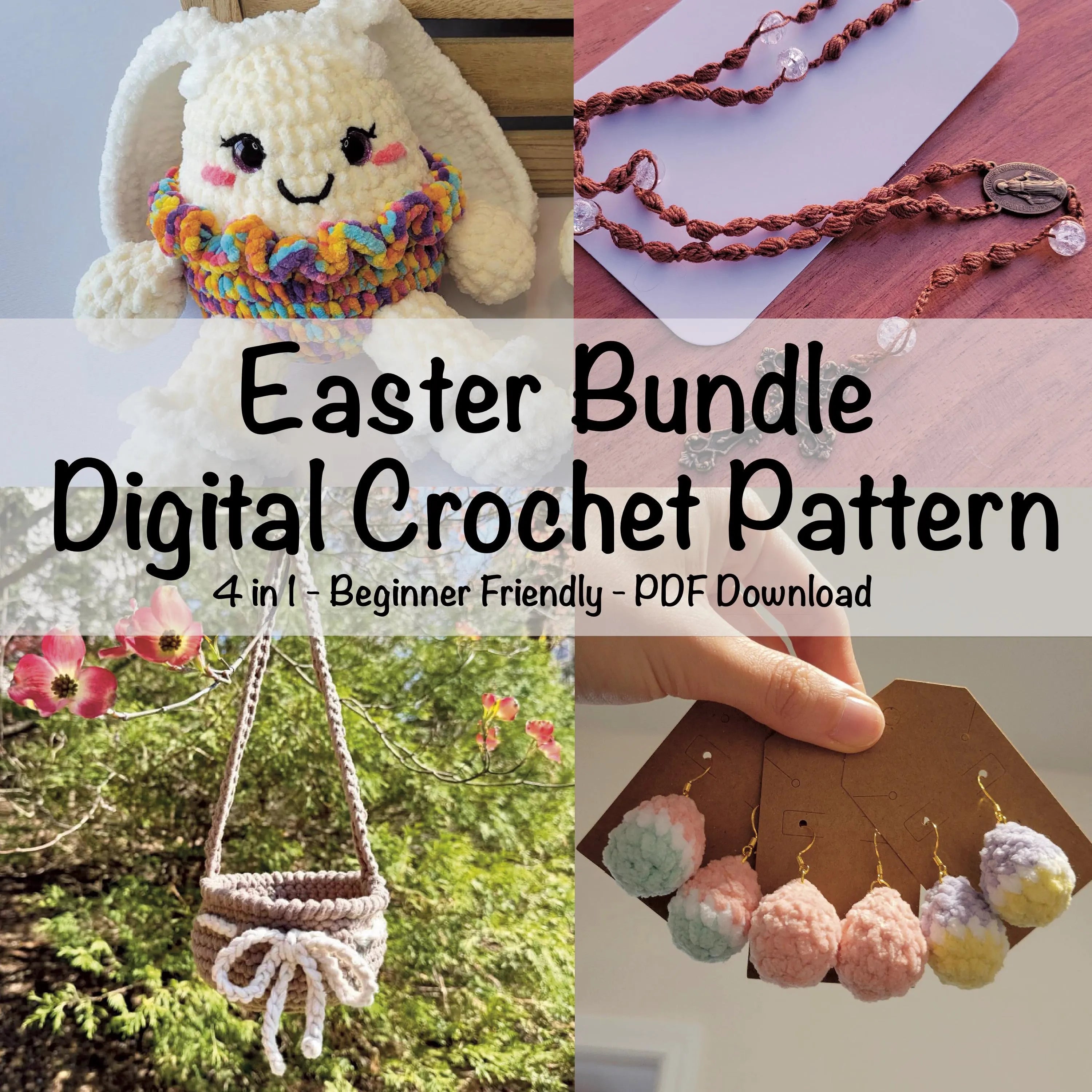 Easter Crochet Pattern Bundle, 4-in-1 Amigurumi PDF, DIY Projects (Digital Download)