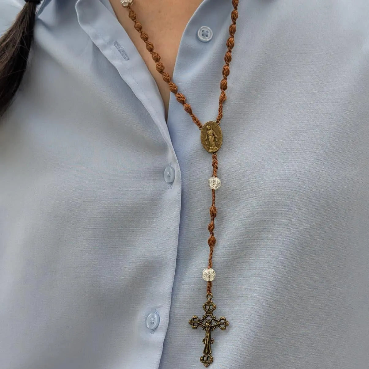 Handmade Crochet Rosary - Egyptian Cotton Prayer Beads - Catholic Gift - Travel Crucifix