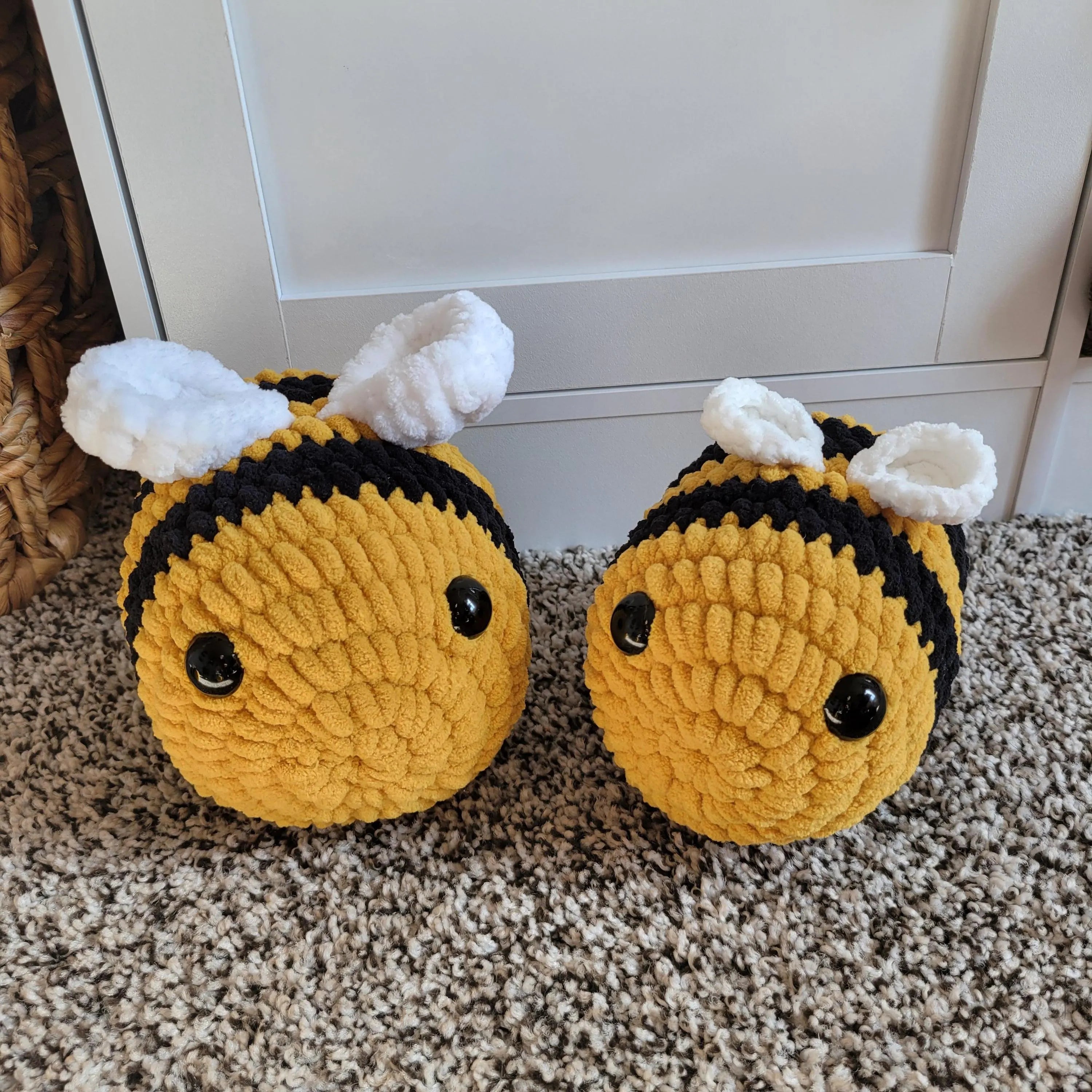Handmade Crochet Bee Plush – Soft Amigurumi Desk Buddy, Nursery Decor, Polyester Yarn
