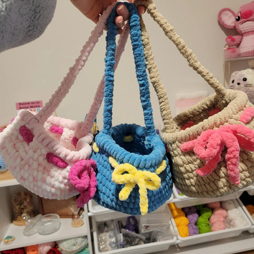Crochet Basket Pattern: Easy DIY Easter Basket with Bow Design – (PDF Digital Download)