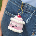 Mini Crochet Birthday Cake Keychain - Amigurumi Cake Plushie Dessert Charm