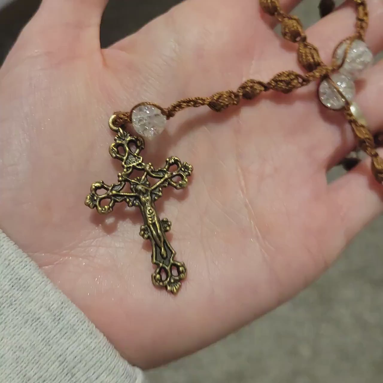 Handmade Crochet Rosary - Egyptian Cotton Prayer Beads - Catholic Gift - Travel Crucifix