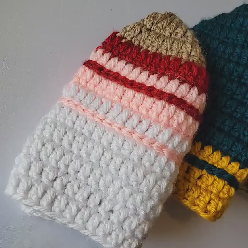 Chunky Knit Crochet Beanie – Warm Acrylic Winter Hat for Her